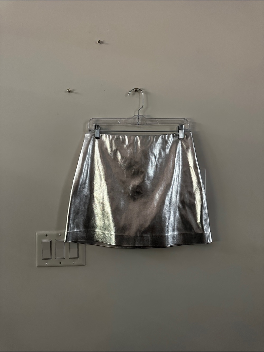 Alice + Olivia Silver Metallic Mini Skirt
